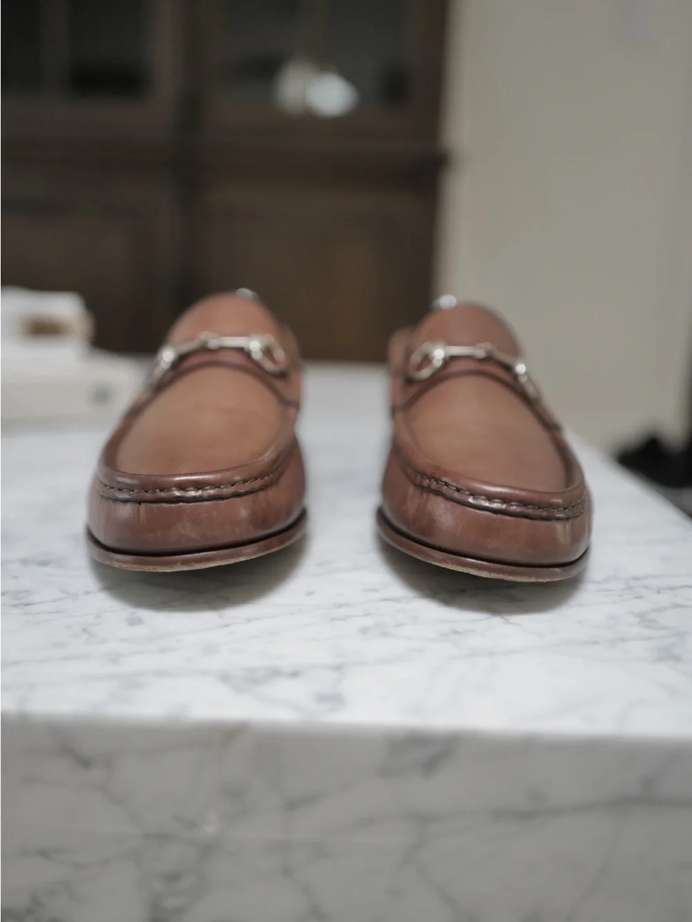 Gucci Classic Men's Brown Leather Horsebit Loafers 9
